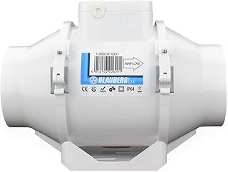 100mm - 4 inch dia Inline Bathroom Fan with Run on Timer Loft Mounted Shower Ceiling In Line Extractor fan Silent In-line Toilet Ventilator Powerful Ventilation