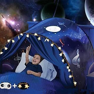 Bed Tents For Girls Boys,Pop Up Tents For Kids With Light,Kids Dream Bed Tent,Sleep Tent,Children's Playrooms,Christmas Birthday Gifts (Space)