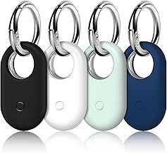 LETREEN Smarttag2 Case, 4 Pack Silicone Smart Tag 2 Cases with Silver Keychain, Protective Cases Cover for Samsung Galaxy Smart Tag 2