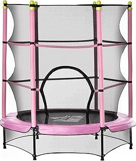 HOMCOM 4.6FT Kids Trampoline with Safety Enclosure, Indoor Outdoor Toddler Trampoline, for Ages 3-10 Years