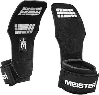 Meister Elite Leather Weight Lifting Grips w/Gel Padding (Pair)