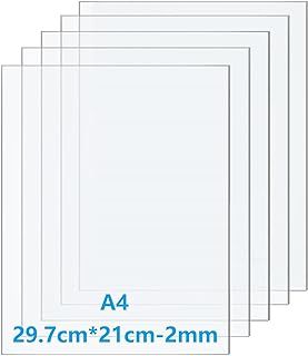 5Pcs 29.7 x 21 cm Plastic Sheet, A4 Transparent Acrylic Sheet, 2 mm Thick, Clear Acrylic Sheet, Plastic Sheet for Househld Decoration, Display, Picture Frame, Painting