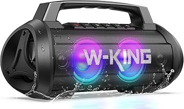 W-KING Bluetooth Speaker, Outdoor Speaker with 120W PEAK, 2* Subwoofer, BassUp, 42H Playtime, IPX6 Waterproof, RGB Lights, Stereo Pairing, PowerBank, EQ, Party Portable Box for Camping, Garden, Beach