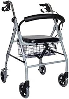 Days Essentials, Lightweight Wheel Rollator, Folding Four Wheel Mobility Walker with Padded Seat,Back Support, Mobility Aid Seat Basket, Carry Bag, Silver/Grey