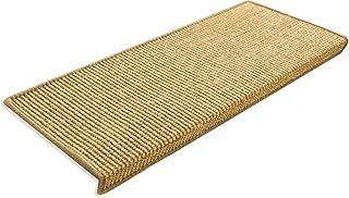 casa pura Sisal Floor Runner (Natural, 15 Stair Treads, 23.5 x 65 cm, Rectangle) Hallway Runner Natural Fibre Rug Carpet Flooring Area Rug Sylt Collection, Non-slip Back Rug
