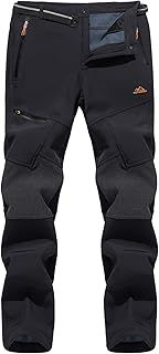 MAGCOMSEN Men's Water Resistant Fleece Lining Winter Trousers Warm Outdoor Workwear Hiking Skiing Pants with Mulit Zip Pockets