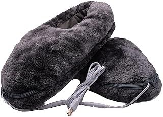 USB Heated Foot Warmers Heat Slippers Heating Pad for Feet Warmers Keep Foot Warm Cold Relief for for Home Office Bedroom (Grey)