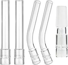 Glass Accessories for Arizer - 2 Curved, 2 Straight Mouthpieces & 14mm Glass Adaptor - for Solo 1, 2, 3 and Air Max - Replacement Stems