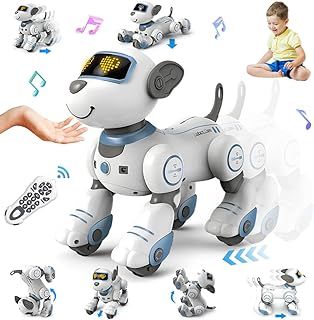 VATOS Remote Control Robot Dog Toy for Kids - Interactive Touch & Follow 17 Functions Robot Dog, Programmable Smart Walking Puppy Intelligent Dancing RC Dog Robot Toys 3-12 Birthday Gifts (Blue)