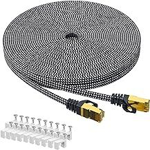 ARISKEEN Cat 8 Ethernet Cable 50M, High-Speed 40Gbps 2000MHz Network Cable Braided Flat Gigabit Rj45 STP Shielded Internet Network Lan Cable Cord for Modem Router PC