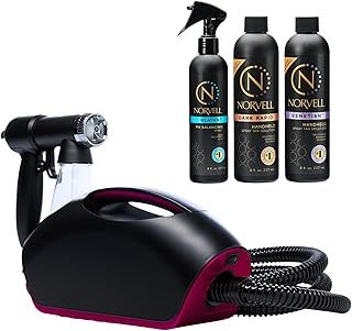 Naked Sun Fascination Spray Tanning Machine System Kit with Norvell Sunless Airbrush Tan Solution and Disposable Adhesive Spa Feet Bundle (6 Items)