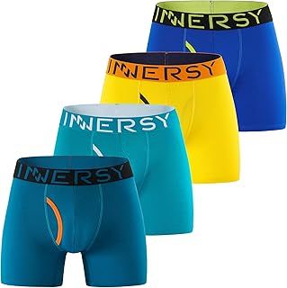 INNERSY Mens Boxers Shorts Multipack Cotton Underpants with Fly Anti Chafing Underwear Trunks Pack of 4