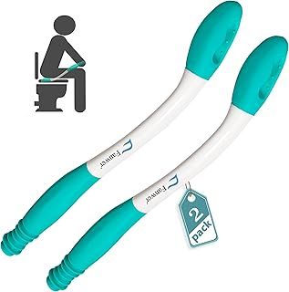 Fanwer 2pcs Toilet Assist Tool, Long Handle Reach Comfort Bottom Wiper for Independent Daily Living, One for Household, One for Traveling