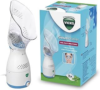 Vicks Sinus Inhaler - Suitable during Coughs, Colds or Blocked Noses - Adjustable Steam Control - Automatic Shut Off - Essential Oil Pads Included - VH200
