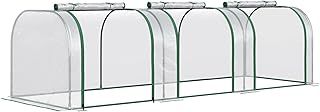 Outsunny Mini Greenhouse, Small Polytunnel Green House with Zipped Doors, Steel Frame for Garden Patio, 295 x 100 x 80cm, Clear