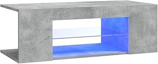 vidaXL Modern TV Cabinet with LED Lights and USB Power Source, Sturdy Engineered Wood Construction, Concrete Grey, 90x39x30 cm, Easy to Clean