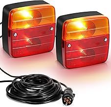 12V Magnetic Trailer Rear Lights, 2Pack/Set Incandescent Trailer Lights with 7 Pins and 7.5m Cable, Tail Brake Indicator Trailer Light for Trailer Camper Van Truck