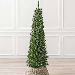 CHRISTOW Pencil Christmas Tree 5ft, Artificial Slim Narrow Green Spruce, Luxury Indoor Xmas Decoration, Natural Looking PE & PVC Needles, Easy Assembly with Stand, Tip Count 236 (skirt not included)