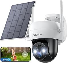2K Solar Security Camera Outdoor Wireless, 360° PTZ WiFi Camera for House Security, CCTV Camera Battery Powered, Motion Detection, Color Night Vision, 2-Way Talk, Sound and Light Alarm, Q02