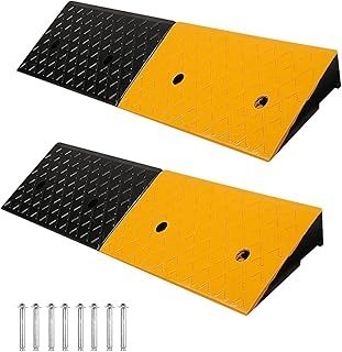 2 Pack 4" Rise Rubber Kerb Ramps, 2pcs 10cm Height Heavy Duty Curb Rmaps 100x25x10cm Threshold Ramps with Screws, Non-Slip Ramps for Doorway Sidewalk Car Bike Motorcycle Scooter Wheelchair