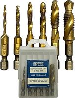 Rennie Tools - 6 Piece Combination Tap And Drill Set Titanium Coated M3 M4 M5 M6 M8 M10 Hex Shank Metric Coarse