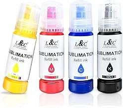L&C Sublimation Ink for Eco Tank Printer, Sublimation Ink Refill Bottles Compatible for ET-1810 ET-2850 ET-2860 ET-2870 ET-2810 ET-2820 ET-15000 ET-14000 ET-4800 ET-2760 ET-2800 Printer（KCMY）