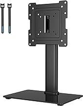 BONTEC Universal Swivel TV Stand for 17-43 inch Screens, Height Adjustable Table Top Pedestal TV Stand for LCD/LED/OLED/Plasma/Curved TVs up to 45kg, 2 Cable Ties Included