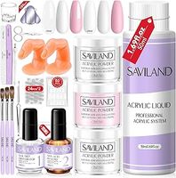 Saviland Acrylic Nail Kit for Starters - 3 Colors Acrylic Powder and Liquid Set Acrylic Nail Brush Nail Tools Kit Acrylic Set for Beginners DIY Nail Extension Acrylic Nails Application Nail Manicure