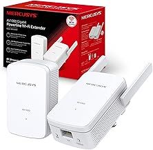 Mercusys AV1000 Gigabit Powerline Starter Kit, Data transfer speed Up To 1000 Mbps, Eliminate WiFi Dead Zones,with Extend 300 Mbps WiFi, No Configuration required (MP510 KIT), White packaging may vary