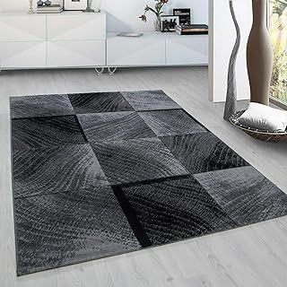 viceroy bedding Rug CHECK Modern Design Black Grey Charcoal Rugs Living Room Extra Large Size Soft Touch Short Pile Style Carpet Area Rugs Non Shedding (160cm x 230cm (5.5ft x 7.5ft))