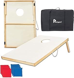 Pointyard Outdoor Cornhole Set - Regulation Cornhole Games with 8 All-Weather Bean Bags and Carrying Case - Portable Backyard Board Game for Teens Adults Family