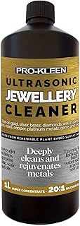 Pro-Kleen Ultrasonic Jewellery Cleaner Machine Solution 1 Litre Concentrated Fluid Makes 20L - Removes Oils Scale Dirt Suitable for Gold Silver Brass Diamonds