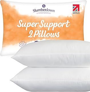 Slumberdown Pillows 2 Pack - Super Support Firm Side Sleeper Bed Pillows for Neck and Shoulder Pain Relief - Comfy & Supportive, Hypoallergenic, Made in the UK, Standard Size (48cm x 74cm)