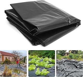 PALUDO 2 X 6M Extra Thick Black Heavy Duty Polythene Sheeting, Plastic Dust Waterproof Sheets, Garden Grow Polythene Cover Sheets, for Gardening Insulation Building Rubble Protection (250Mu/1000G)