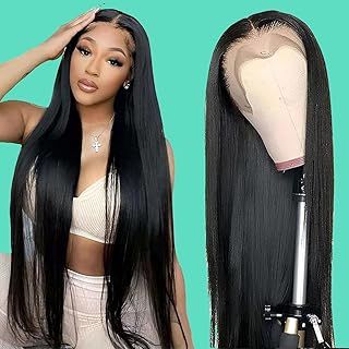 Essent 13x6 Human Hair Wig Lace Front Straight 100% Real Human Hair Pre Plucked Lace Front Wig Natural 180% Density Lace Frontal Wig for Women with Baby Hair (13x6 Straight Wig, 16 Inch)