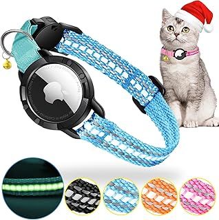 Cat Collar - Reflective AirTag Cat Collar with Bell,Domiphie Cat Collar Airtag with Waterproof AirTag Holder,Cat Tracker GPS Collar for Small Pets Kittens Puppies, (Black XS)