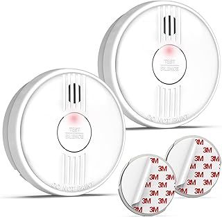 Smoke Alarm for Home, Smoke Detector with 10-year Service Life/ 1-year replaceable Battery, Fire Alarm Battery Operated, Conforms to EN 14604 Standard, photoelectric Smoke Detector,2 pcs