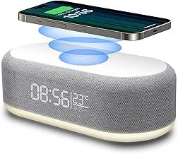 4 in 1 Alarm Clock Digital with wireless charging, 15W Wireless Fast Charger Station for IPhone/Samsung/Pixel,LED Display with Temperature,3 Dimmable Night Light and USB Charger