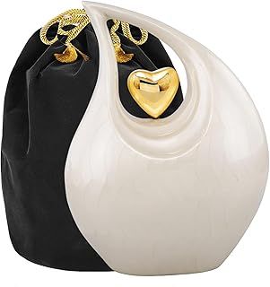 Heart of Love Adult Cremation Urns for Human Ashes - Decorative Urns,Urns for Human Ashes Female & Male,Urns for Ashes Men & Women,Funeral Urn (White Gold, Adult)