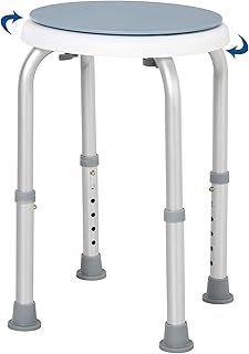 HOMCOM 360° Swivel Seat Bath Shower Stool, Adjustable Height Shower Chair with Aluminium Frame Non-Slip Feet Chair Safe Support Home Assistance, Blue