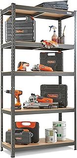 VonHaus Garage Shelves 5 Tier - Heavy Duty Garage Racking with Massive 875kg Capacity, 175KG per Shelf - Durable Metal Shelving for Garage, Shed and Workshop Storage - 180cm x 90cm x 40cm