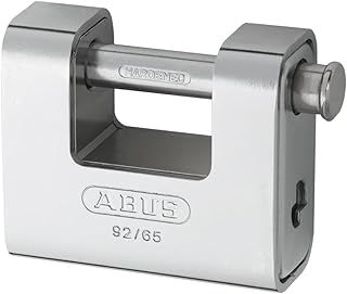 ABUS Monobloc padlock 92/65 - Brass lock with steel casing - for vending machines, roller grilles and much more - with thick bolt - ABUS security level 7 - silver
