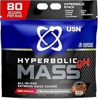 USN Hyperbolic Mass Dutch Chocolate 6kg: High Calorie Mass Gainer Protein Powder for Muscle Building and Weight Gain - Improved Formula & Flavour with 7.5g Creatine Monohydrate and Less Sugar