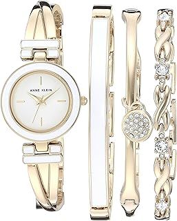 Anne Klein Women's Crystal Accented Bangle Watch and Bracelet Set
