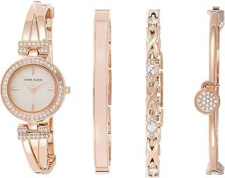 Anne Klein Women's Crystal Accented Bangle Watch and Bracelet Set