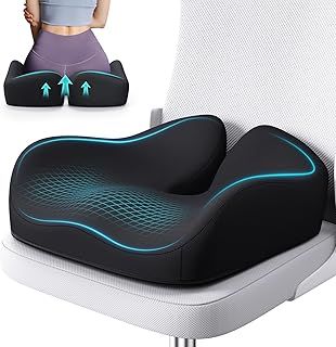 Benazcap Seat Cushion for Office Chair, Donut Cushion for Hemorrhoids, Ergonomic Coccyx Cushion for Sciatica & Tailbone Pain Relief, Donut Pillow - Black&Grey