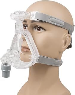 Full Face Mask Silicone Gel with Free Adjustable Headgear Clips for Sleep (L)