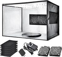 Airbrush Spray Booth with Dual Exhaust Fans,Portable Airbrush Paint Booth for Airbrushing,2 Round Led Lights with 360° Coverage,Turntable and Extension Hose,Hobby Spray Booth Kit for Painting Model