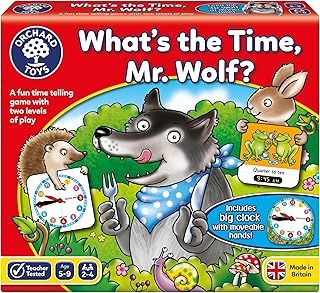 Orchard Toys What's the Time, Mr Wolf Game | Educational Game For Children Aged 5-9 | Two Ways To Play | Teaches Time Telling Skills | Includes Moveable Clockface | Learning Made Fun
