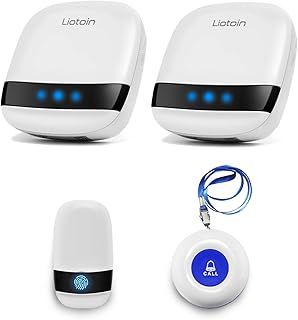 Wireless Caregiver Pager Elderly Alarm Call Button Personal Alarm Panic Button Call Bell System For Home/Elderly/Patient/Disabled/Nurse (2 Waterproof Transmitter 2 Plugin Receiver) …